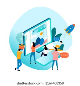 Design studio, designing, drawing, graphic design, education, creativity, art, ideas flat vector illustration. Online courses, tutorials, brainstorming concept for mobile and web graphics