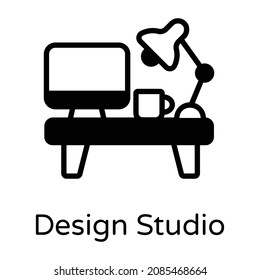 Design-Studio in glyph-Design-Symbol, bearbeitbarer Vektorgrafik 