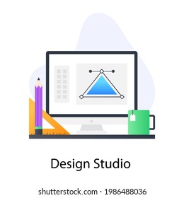 Design studio icon of flat conceptual style 