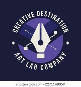 Design studio logo template for creative business. Designers agency badge for artists. Creative destination art lab company. Stock vector label.