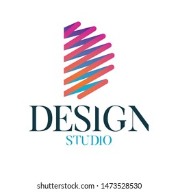 DESIGN  studio logo template. Letter D. Brush logo.