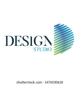 DESIGN studio logo template. Letter D shape logo.