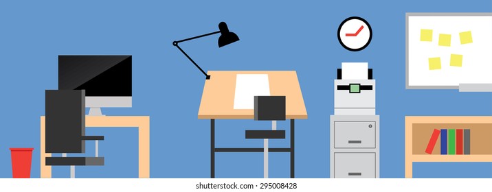 Design studio office space flat design