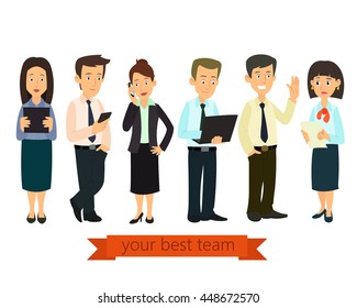  Design studio people. designers, creative job people, art-director, boss team leader group portrait. vector
