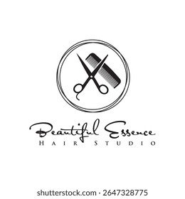 Projete um logotipo de estúdio de cabelo impressionante que reflete o estilo do seu salão! Perfeito para estilistas e barbeiros, ele incorpora beleza, precisão e toque moderno. Atraia clientes com uma marca chique e memorável 