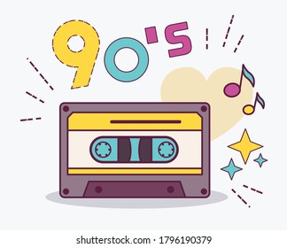 Design style element collection 90s. Item from 90s cassette. USSR. Vector illustration. 