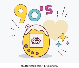 Design style element collection 90s. Item from 90s toy. USSR. Easter Vector illustration. 