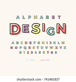 Design style font and alphabet vector letters