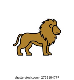Design Style: Uses flat design techniques with thick black outlines. This creates a friendly, cartoonish feel while still looking professional for logos or app icons.

Color Composition: Uses a limited color palette, with a golden brown hue for the entire body and mane, creating a warm and consistent feel.