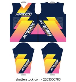Design a sublimation outfit or jersey for a motocross theme. Print-ready jersey design