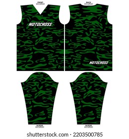 Design a sublimation outfit or jersey for a motocross theme. Print-ready jersey design