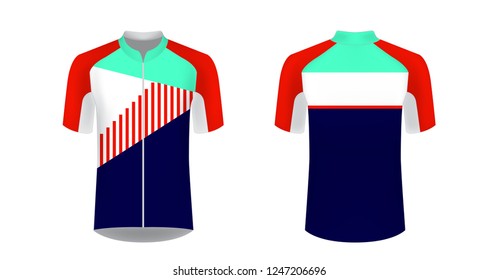 Design for sublimation print. Jersey for cycling sport. Sportswear for cycling tour. Team or club uniform. Jersey for cycling, riding. Sportswear concept, templates.