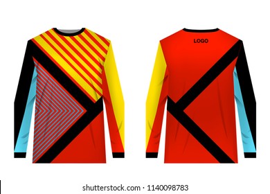 Design for sublimation print. Jersey for extreme sport. Sportswear for competition. Team or club uniform. Jersey for mountain bike, motocross, cycling, downhill. Sportswear concept, templates.