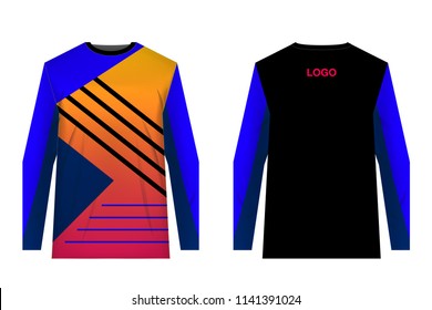 Design for sublimation print. Jersey for extreme sport. Sportswear for competition. Team or club uniform. Jersey for mountain bike, motocross, cycling, downhill. Sportswear concept, templates.