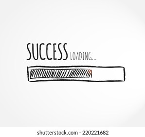 Design of success progress bar loading, concept of creating or waiting for success 