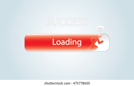 Design of success progress bar loading, concept of creating, running, moving for success (red) (vector)