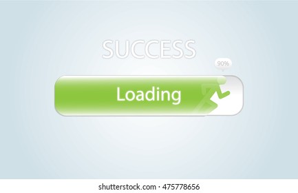 Design of success progress bar loading, concept of creating, running, moving for success (green) (vector)