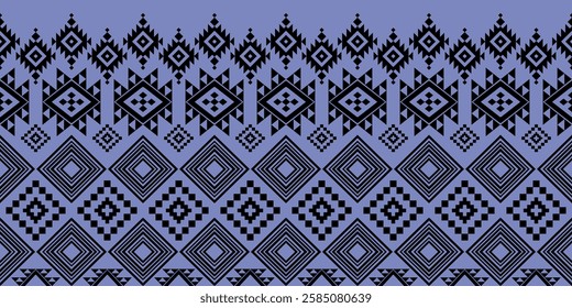 The design suggests a contemporary interpretation of traditional textile or folk art patterns. The composition is structured around repeating diamond shapes, each containing intricate internal details