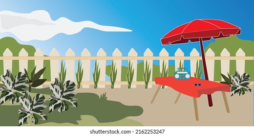 diseño de parques de verano iluminación escritorio vectorial, césped 