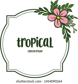 Design summer tropical, space for your text, elegant pink flower frame. Vector