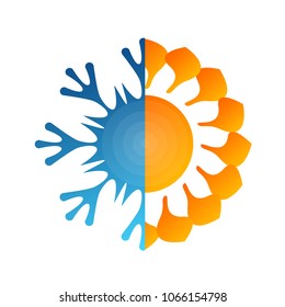 Design sun and snowflake for air conditioning