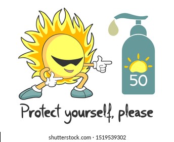 Design of sun and suncreen bottle