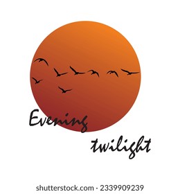 the design of a sunset bird in the afternoon is suitable for pictures on t-shirts and for making stickers