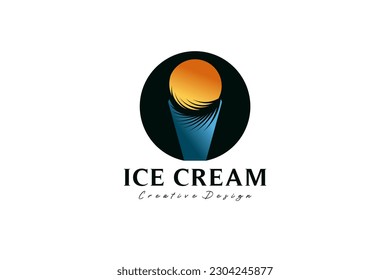 Design a sun-themed ice cream logo with a natural concept