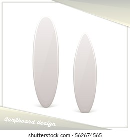Design surfboard. Light on a white background. It can be used as a template for the design of a surfboard image presentation