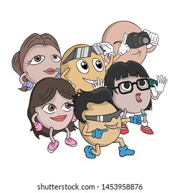 design of surprised group of people