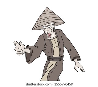 design of surprised old oriental man