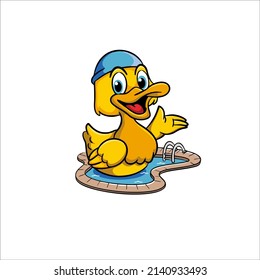 Design a swimming duck character for your mascot, t-shirt and identity