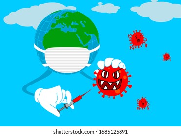 design symbol ,Coronavirus lockdown symbol with red disease cells like a stamp. lock World map in background. Vector illustration of Covid19 pandemic virus from Wuhan China.