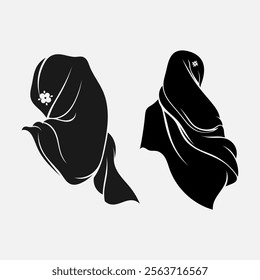 Design of the symbol of a Muslim woman wearing a hijab facing back. For your logo design