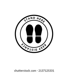 Design symbol social distancing. illustration with shoe print.