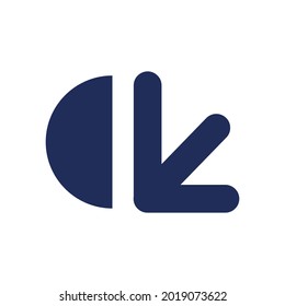 Design symbol vector of half circle and bottom left sign 