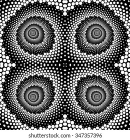 Design symmetric dots backdrop. Abstract monochrome background. Vector-art illustration. No gradient
