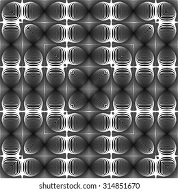 Design symmetric geometric pattern. Abstract monochrome waving lines background. Vector art. No gradient