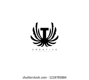 Design T Letter Linked Modern Wings Monogram Logo