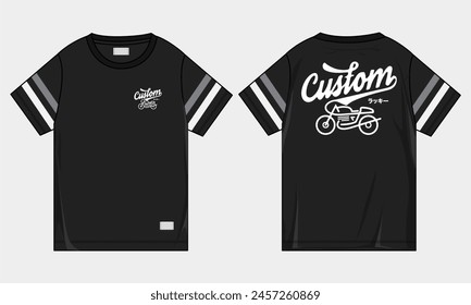 Design t shirt balck motorcycle custom front and back