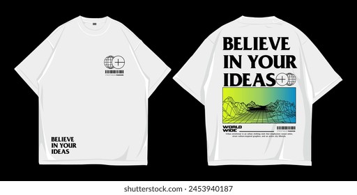 Design t shirt mockup oversize street wear white front and back