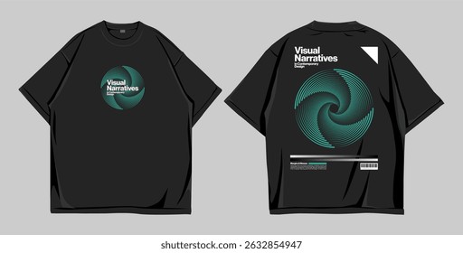Design T shirt Oversize, mockup front and back color black