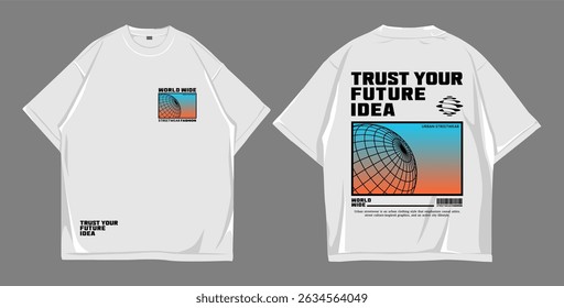 Design t shirt oversize street wear, mockup front and back 