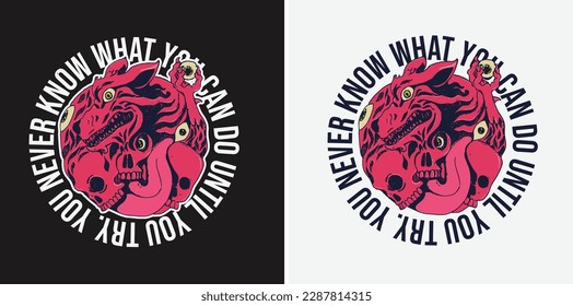 design for t shirt. wolf and skull