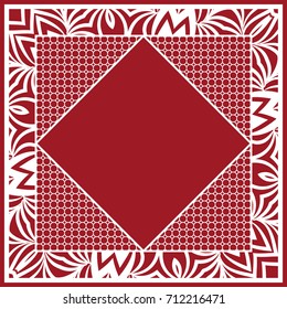 design of tablecloth from lace pattern. red color. vector illustration. for scarf, Carpet, Pillowcase.