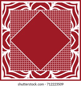 design of tablecloth from lace pattern. red color. vector illustration. for scarf, Carpet, Pillowcase.