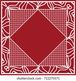 design of tablecloth from lace pattern. red color. vector illustration. for scarf, Carpet, Pillowcase.