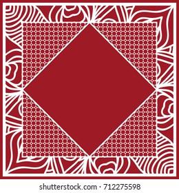 design of tablecloth from lace pattern. red color. vector illustration. for scarf, Carpet, Pillowcase.