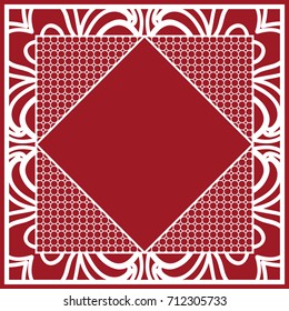 design of tablecloth from lace pattern. red color. vector illustration. for scarf, Carpet, Pillowcase.