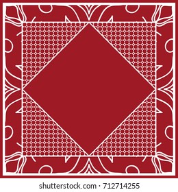 design of tablecloth from lace pattern. red color. vector illustration. for scarf, Carpet, Pillowcase.